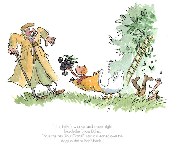 'Your Cherries, Your Grace' Framed Limited Edition Print by Sir Quentin Blake.