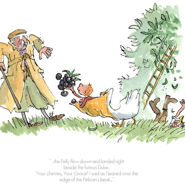 'Your Cherries, Your Grace' Framed Limited Edition Print by Sir Quentin Blake.