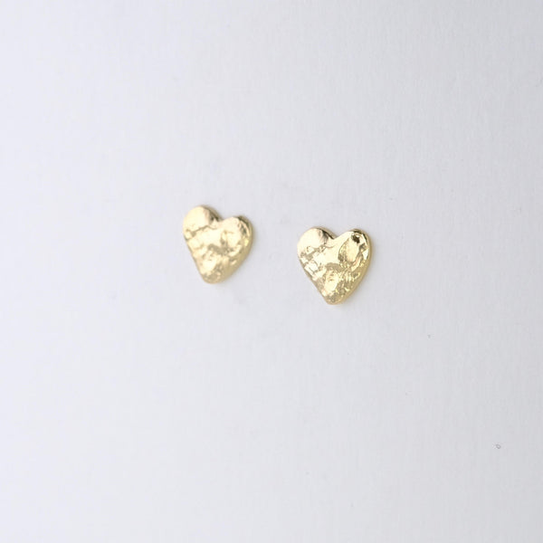 Textured Gold Plated Heart Stud Earrings by JB Designs.