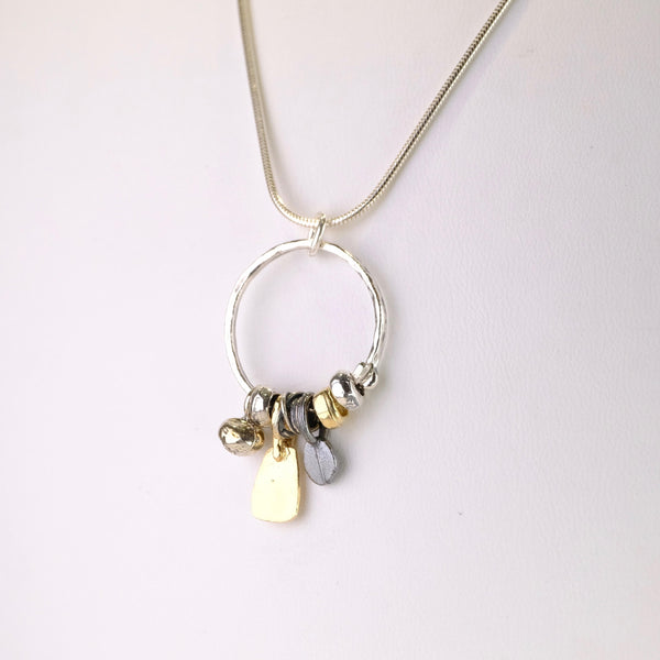 Oxidized Silver and Gold Plated Pendant by JB Designs.