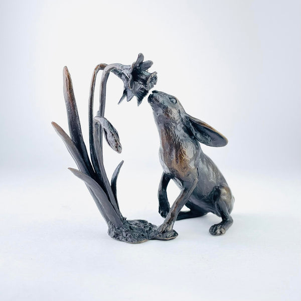 Limited Edition Bronze 'Hare with Daffodils' by Michael Simpson