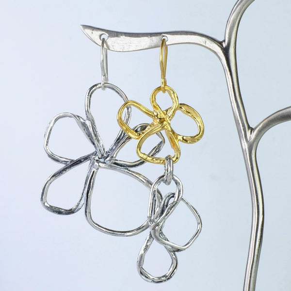 Asymmetrical Flower Earrings by JB Designs,