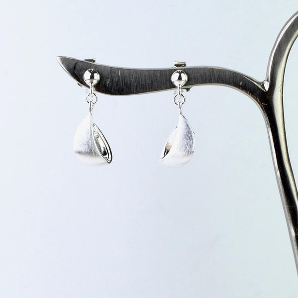 Brushed Silver Twist Drop Earrings by JB Designs.