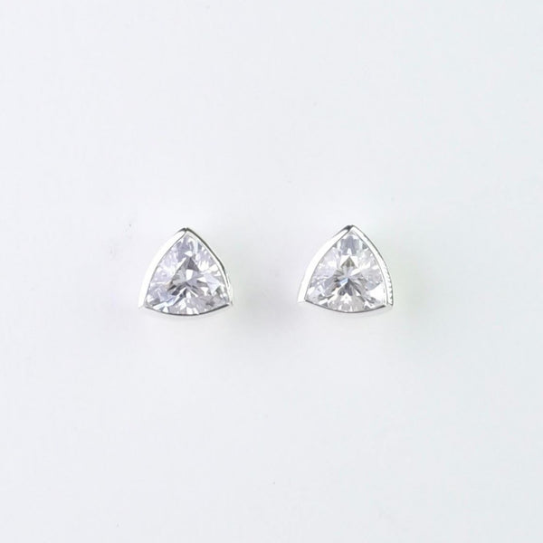 Silver and Cz Triangular Stud Earrings by JB Designs.