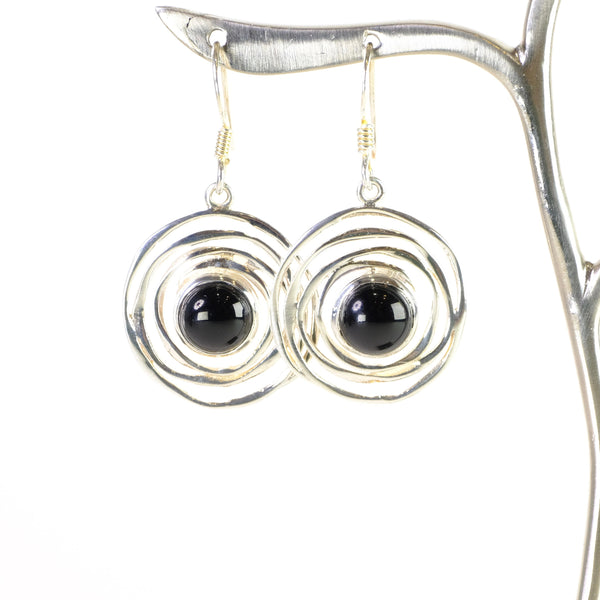 Silver and Black Onyx Drop Earrings.