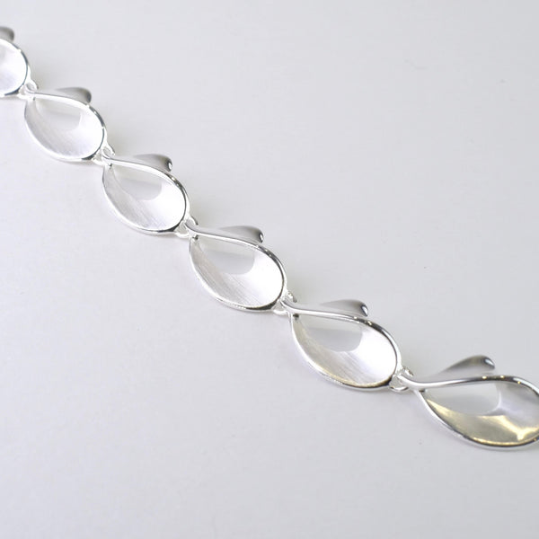 Satin and Polished Silver Linked Bracelet by JB Designs.