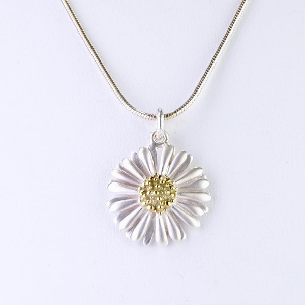 Medium Handmade Silver Daisy Pendant by Sheena McMaster.