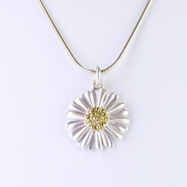 Daisy Chain- Sterling Silver and Gold Daisy Flower Necklace UK – lillyrocket