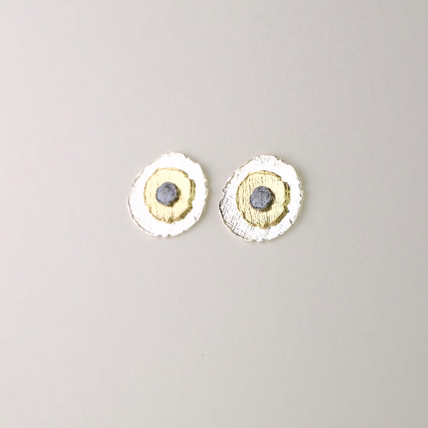 Satin Silver and Gold Plated Stud Earrings by JB Designs.