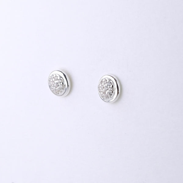 Silver and Cz Round Stud Earrings by JB Designs.