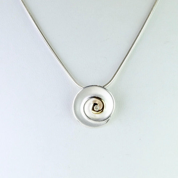 Silver, Gold and Daimond Pendant by JB Designs.