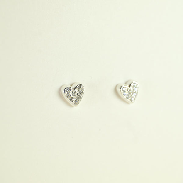 Silver and Cz Heart Stud Earrings by JB Designs.