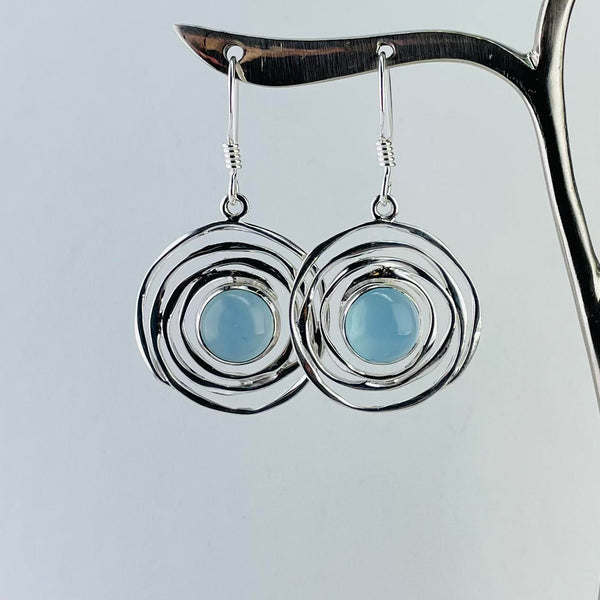 Silver Swirl and Chalcedony Earrings. Smithsonia