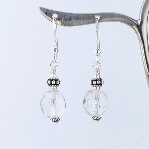Silver and Vintage Crystal Bead Drop Earrings.