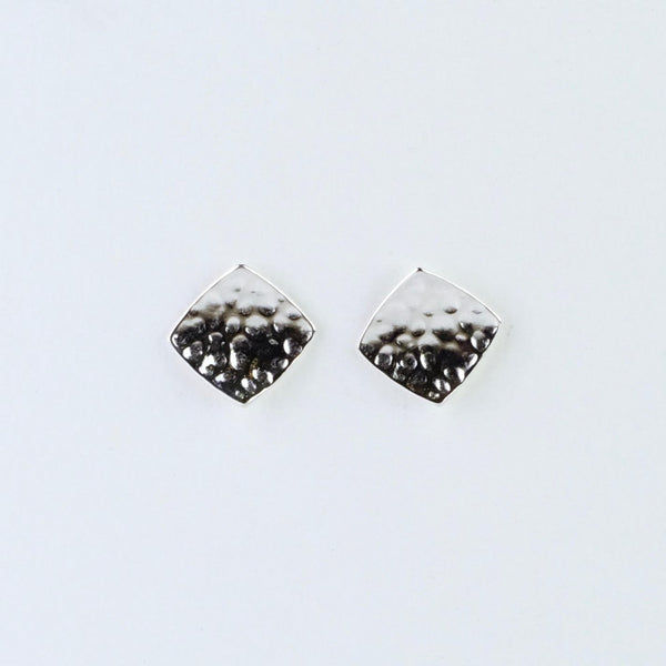 Square Hammered Silver Stud Earrings by JB Designs.