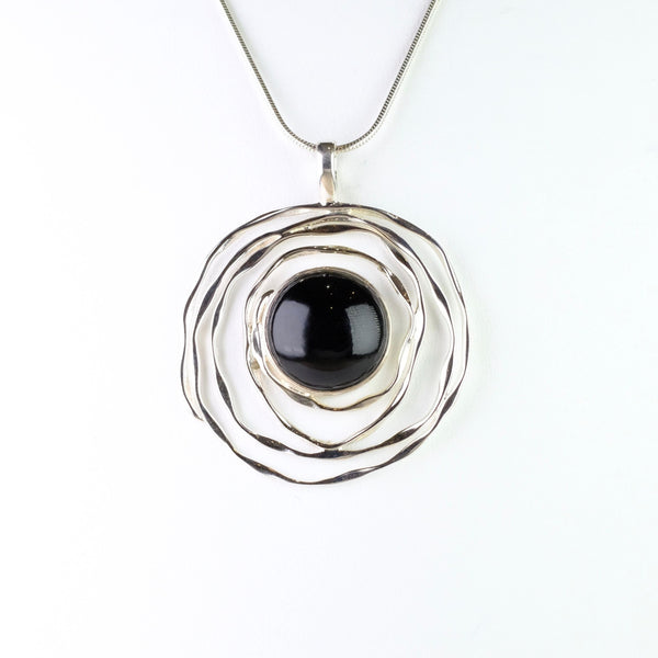 Silver Swirl and Black Onyx Pendant.