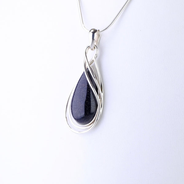 Sterling Silver and Blue Goldstone Pendant.