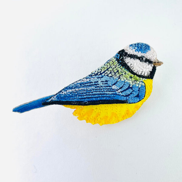 Embroidered Blue Tit Brooch.
