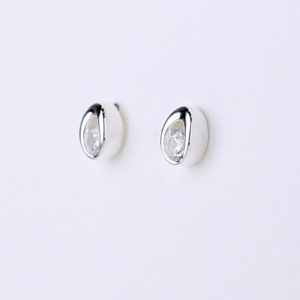 Silver and Cz Oval Stud Earrings by JB Designs.