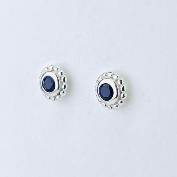 Small Silver and Iolite Stud Earrings.