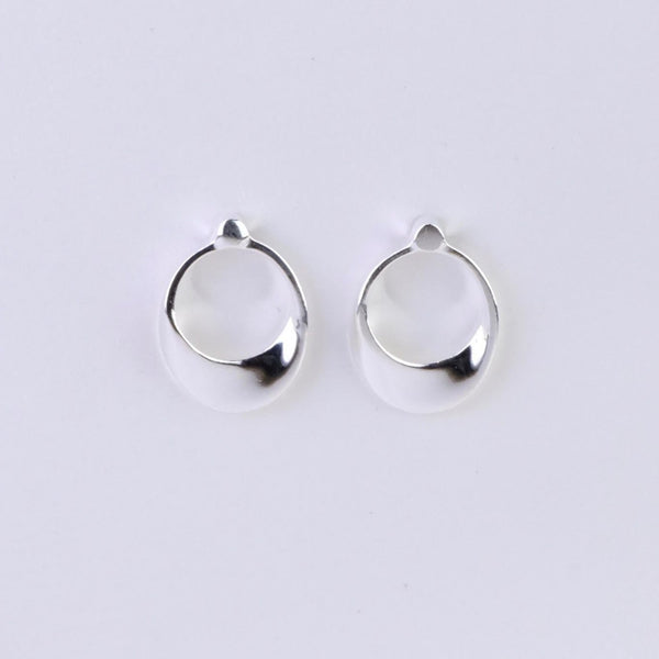 Oval Polished Silver Stud Earrings by JB Designs.