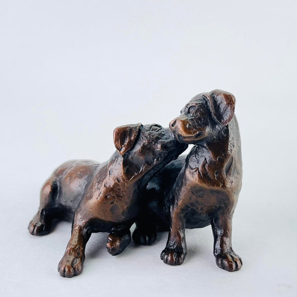 Limited Edition Bronze Labrador Puppy Pair by Michael Simpson.