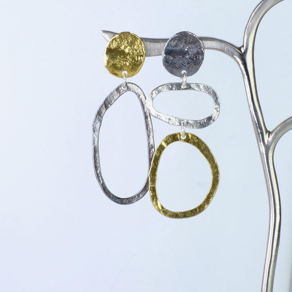 Asymmetrical Oval Design Earrings by JB Designs.