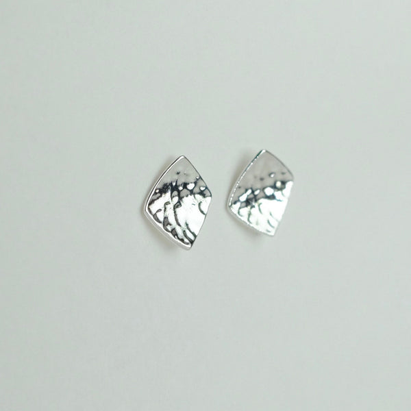 Square Hammered Silver Stud Earrings by JB Designs.