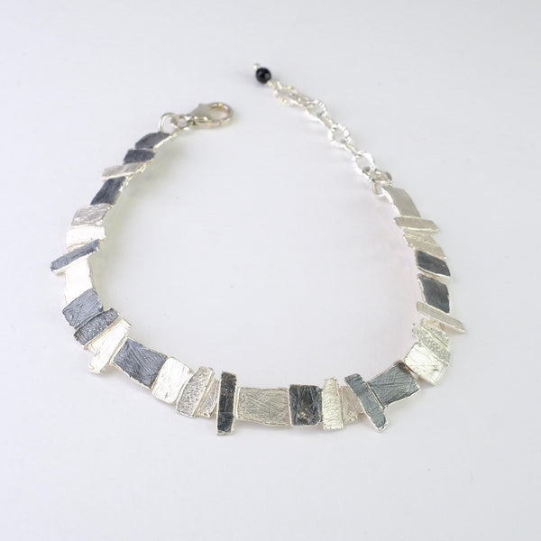 Satin and Oxidised Silver Linked Bracelet by JB Designs.