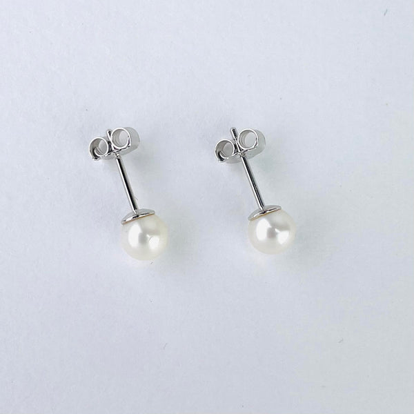 Simple Round Fresh Water Pearl Stud Earrings by JB Designs