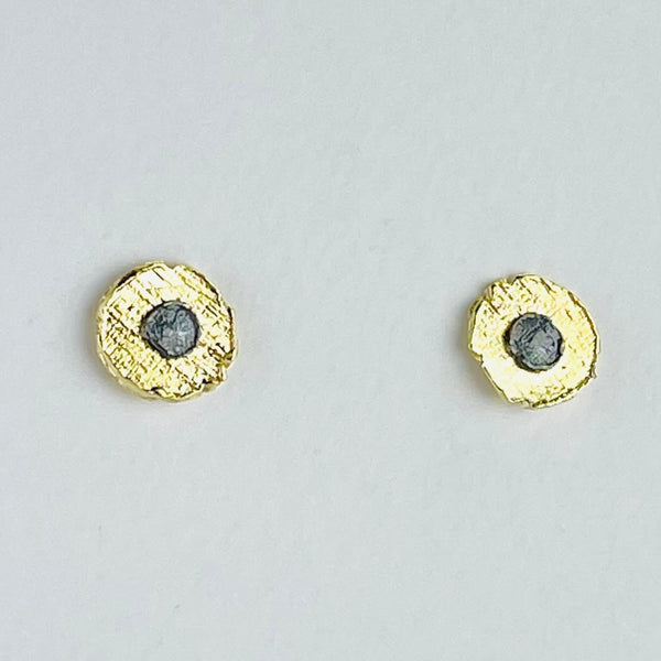 Gold Plated and Oxidised Silver Stud Earrings by JB Designs.