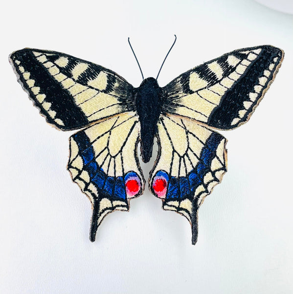 Embroidered Swallowtail Butterfly Brooch.