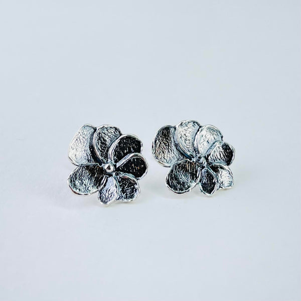 Oxidized Silver Flower Stud Earrings by JB Designs.