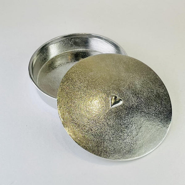 Large Pewter Trinket Box with Heart.
