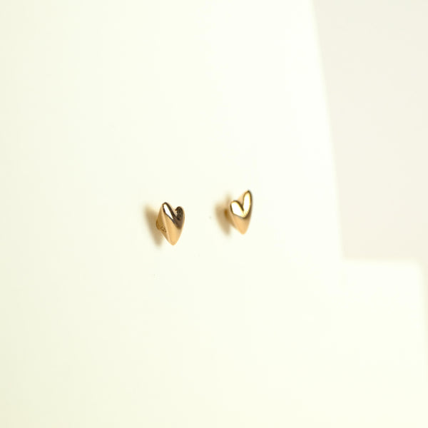 Gold Plated Heart Stud Earrings by JB Designs.