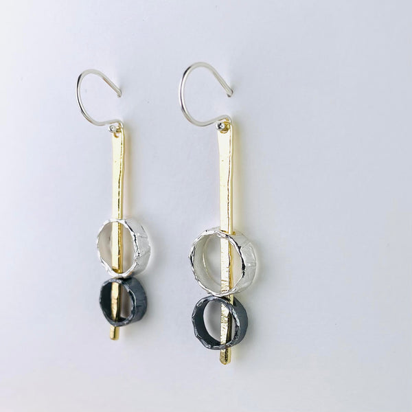Silver and Gold Plated Circle Earrings by JB Designs.