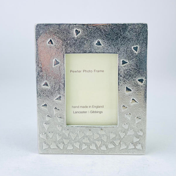 A Handmade 'Floating Heart' Design Pewter Mini Photo Frame -Small.