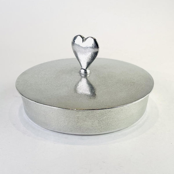Large Pewter Trinket Box with Heart. (Handle)