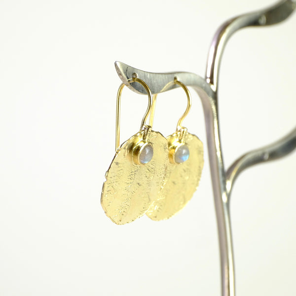 Silver and Gold Plated Moonstone Earrings by JB Designs.