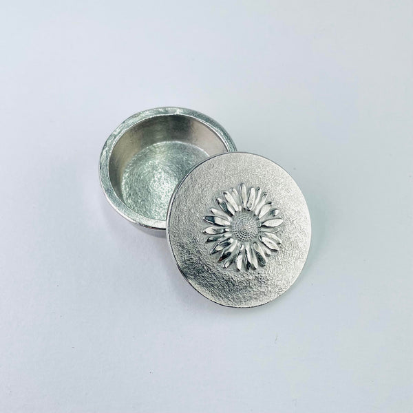 Extra Small Daisy Pewter Trinket Box.