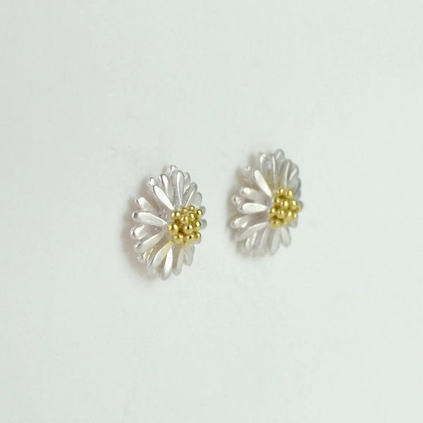 Handmade Silver Small Daisy Stud Earrings by Sheena McMaster.