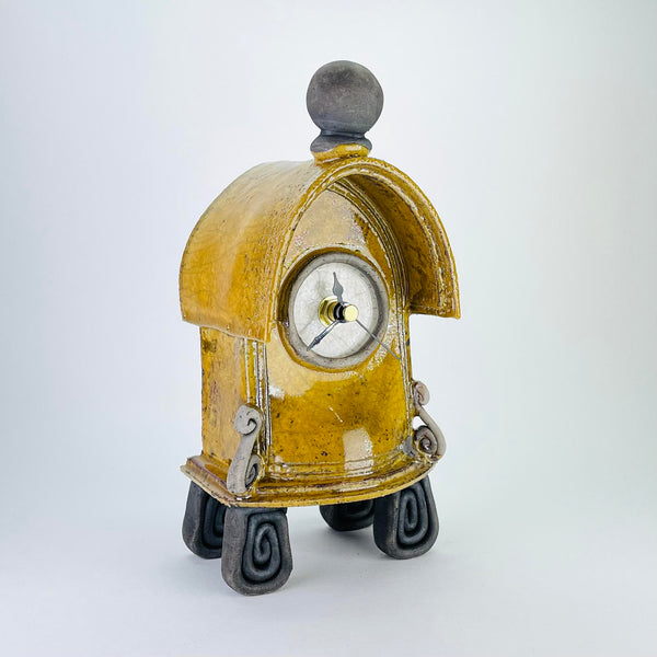 Ochre Ceramic Clock by Ian Roberts.