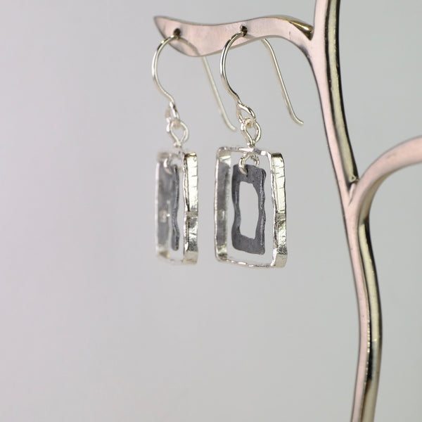 Handmade Hammered Sterling Silver Geometric Earrings by JB Designs.