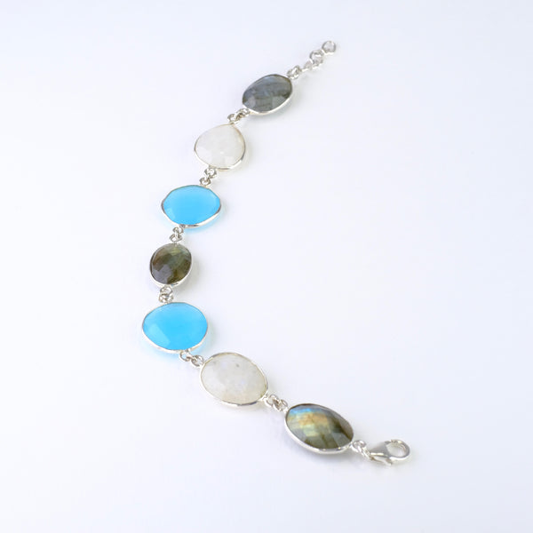 Sterling Silver and Mixed Stone Bracelet.