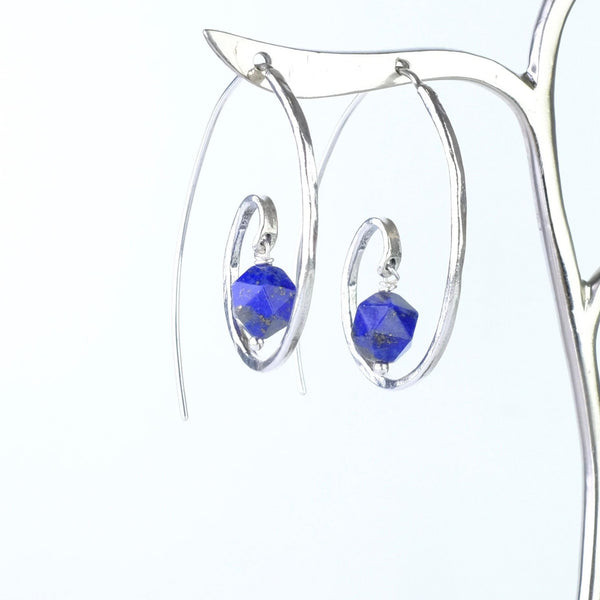 Silver Twist Earrings with Lapis by JB Designs.