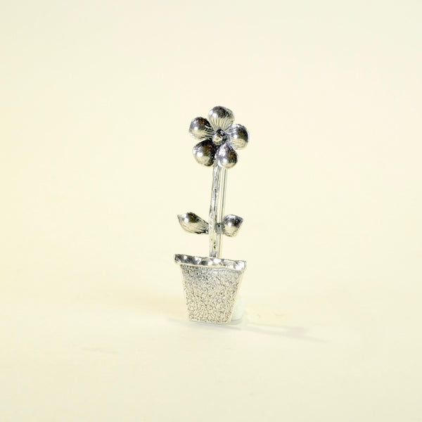 Silver Flower Pot Brooch by JB Designs.