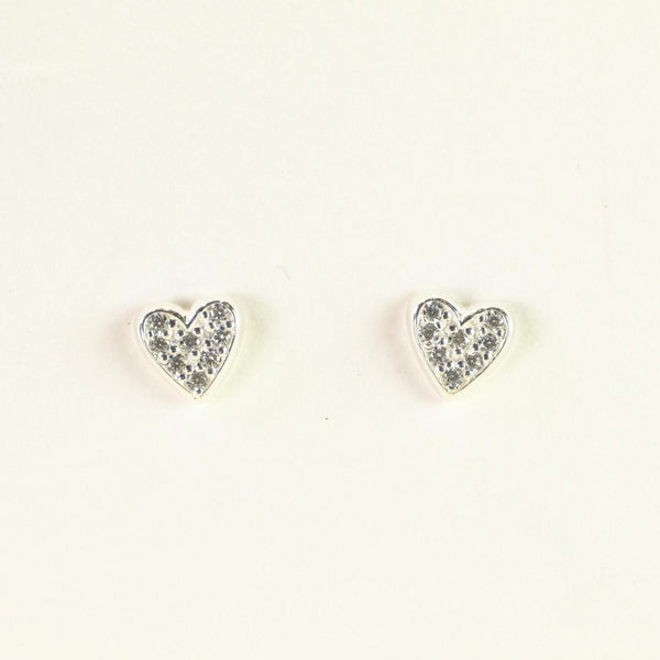 Silver and Cz Heart Stud Earrings by JB Designs.