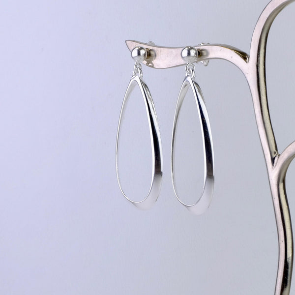 Elegant, Long Tear Drop Silver Earrings by JB Designs.