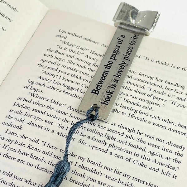 Handcrafted 'Book Lovers' Pewter Bookmark.