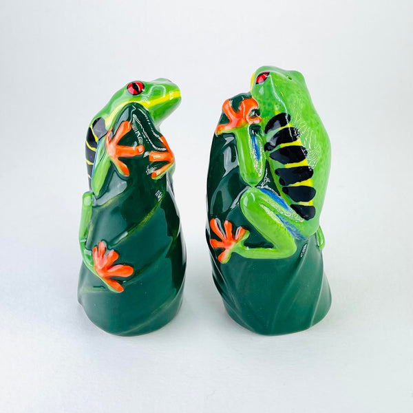 Ceramic 'Green Tree Frog' Salt and Pepper Set by Quail